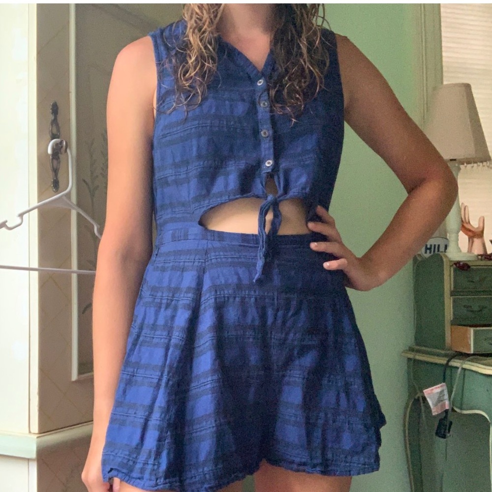Urban Outfitters Blue Striped Rhomper
